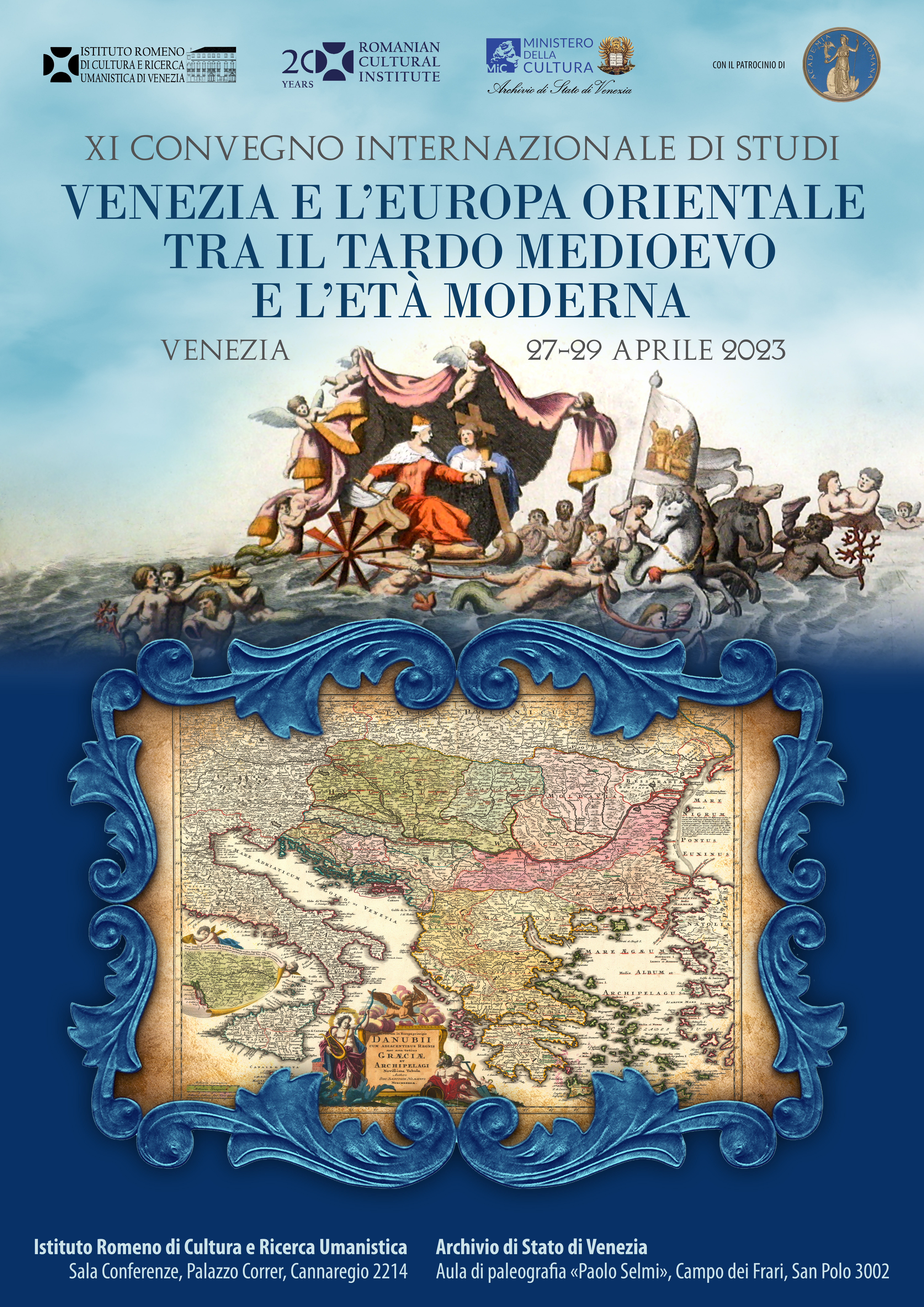 Locandina XI Convegno internazionale «Venezia e l’Europa Orientale tra il tardo Medioevo e l’Età moderna», Venezia 27–29 aprile 2023